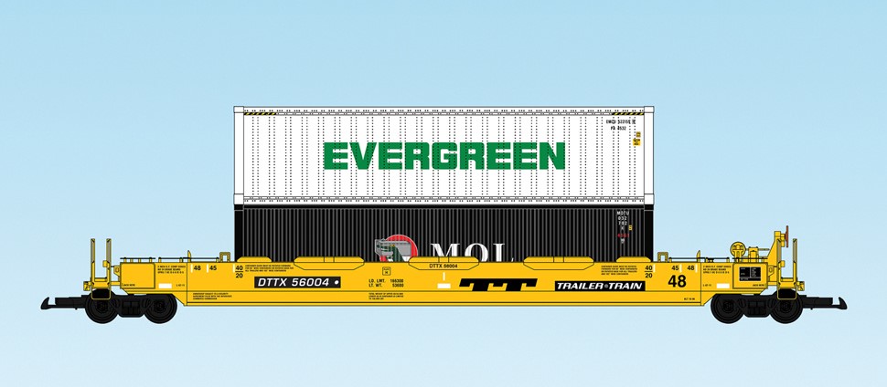 USA Trains : Art. Nr. 17142 - Intermodal Containerwagen - TT mit zwei Containern 