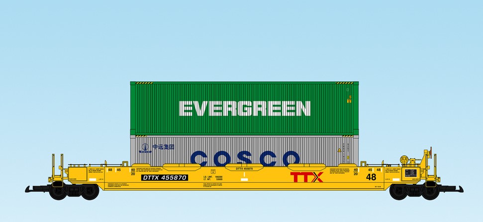 USA Trains 2023 - Containerwagen mit zwei Containern TTX Bahngesellschaft