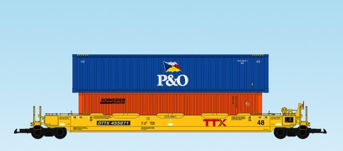 USA Trains : Art. Nr. 17147 - Intermodal Containerwagen - TTX mit zwei Containern 