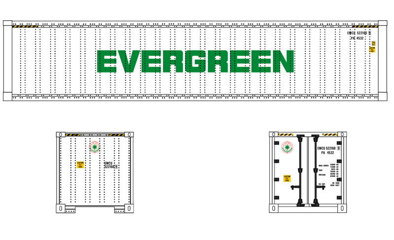 USA Trains : Art. Nr. R1714c - EVERGREEN - wei, 40 Fu Container 