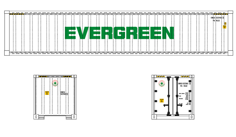 USA Trains : Art. Nr. R1714d - EVERGREEN - wei, 45 Fu Container 