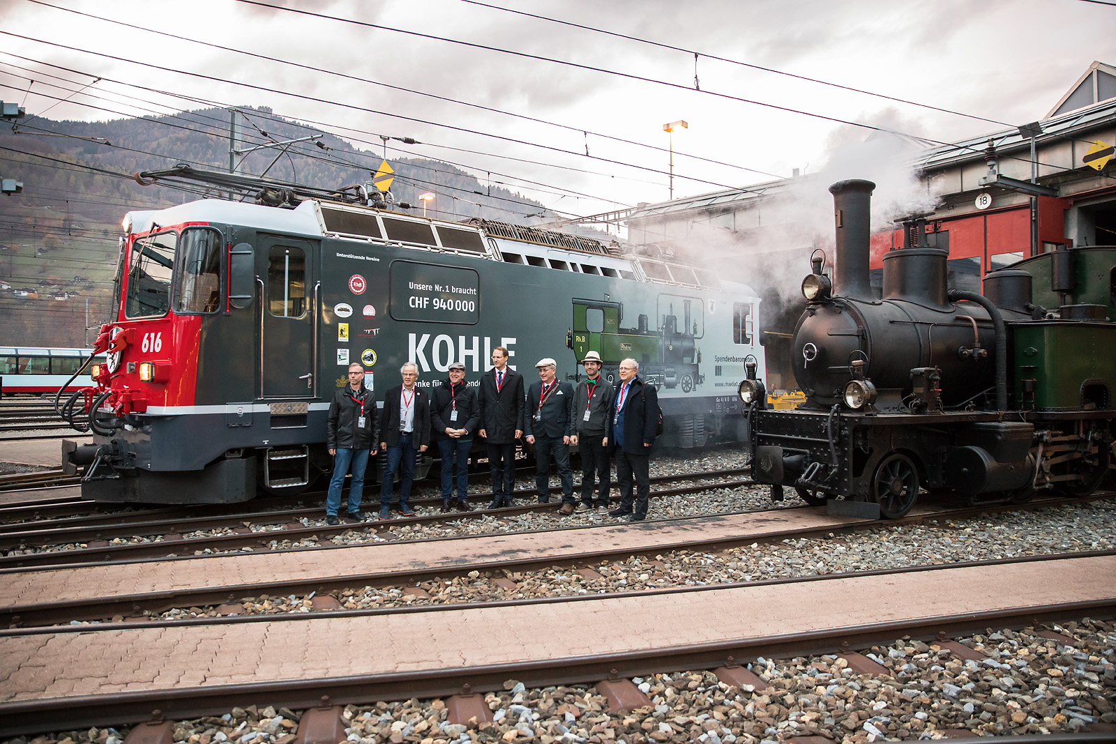 Beginn der Spendenaktion: Lok RHÆTIA und die Spendenlok 626 (Georg Trüb)