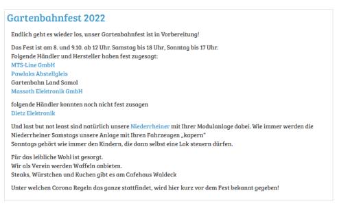 Gartenbahnfest der IGGEV im Oktober 2022 in Griesheim