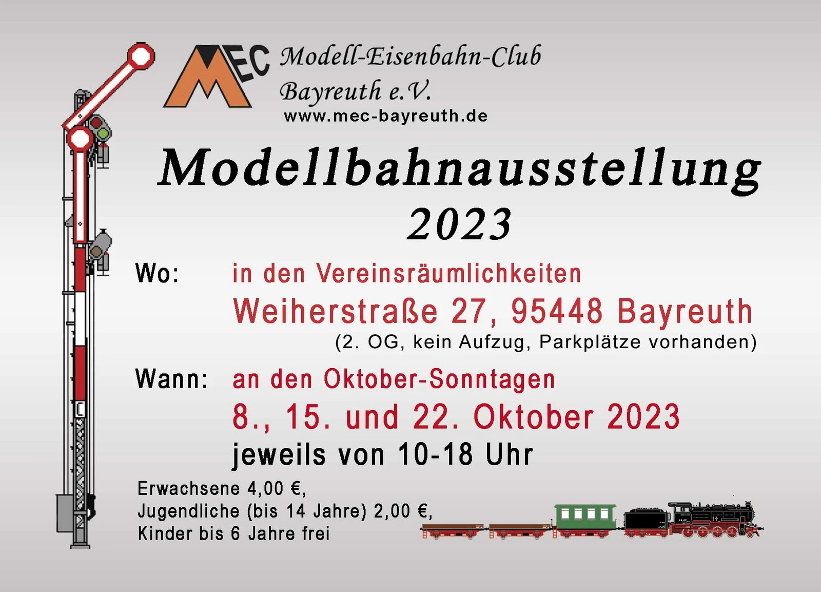 Bayreuth, Modellbahnausstellung, 8., 15. und 22. Oktober 2023