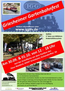 ACHTUNG !!! Terminänderung Griesheimer Gartenbahnfest! 