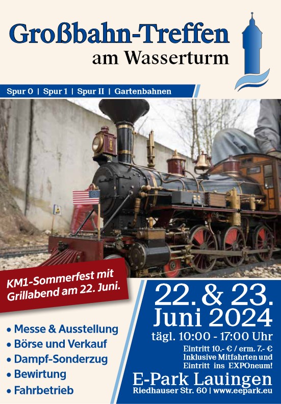 Flyer zum Grobahntreffen in Lauingen bei KM1 am 22. und 23. Juni 2024