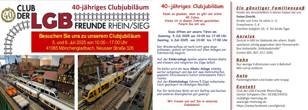 Flyer als Einladung zum 40-jährigen Clubjubiläum - Club der LGB Freunde Rhein Sieg e.V.