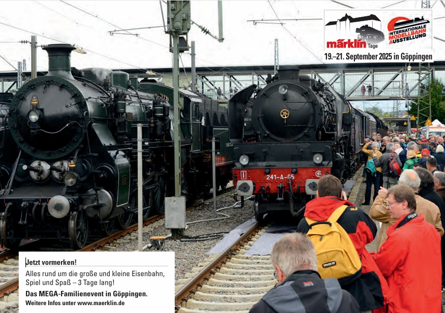 Merken Sie sich schon jetzt Ihren nächsten Besuch vor: Vom 19. bis 21. September 2025 laden wir Sie zur IMA herzlich zum nächsten Tag der offenen Tür im Märklin Werk ein. Seien Sie dabei und erleben Sie Märklin hautnah!