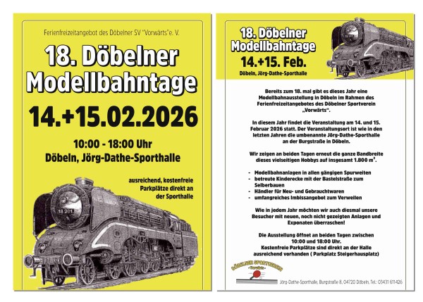 18. D�belner Modellbahntage am 14. und 15.02.2026. 10-18 Uhr 