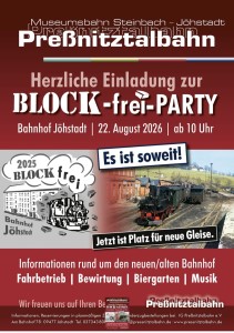 22. August 2026 - Block frei Party bei der Preßnitztalbahn