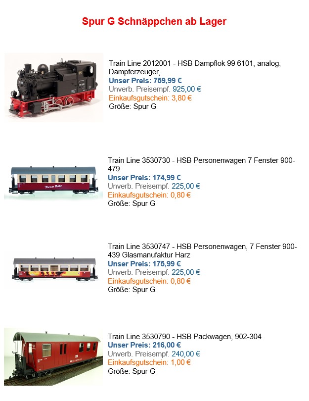 bessere Preise.com bietet noch folgende Schnäppchen von Trainline ab Lager an: